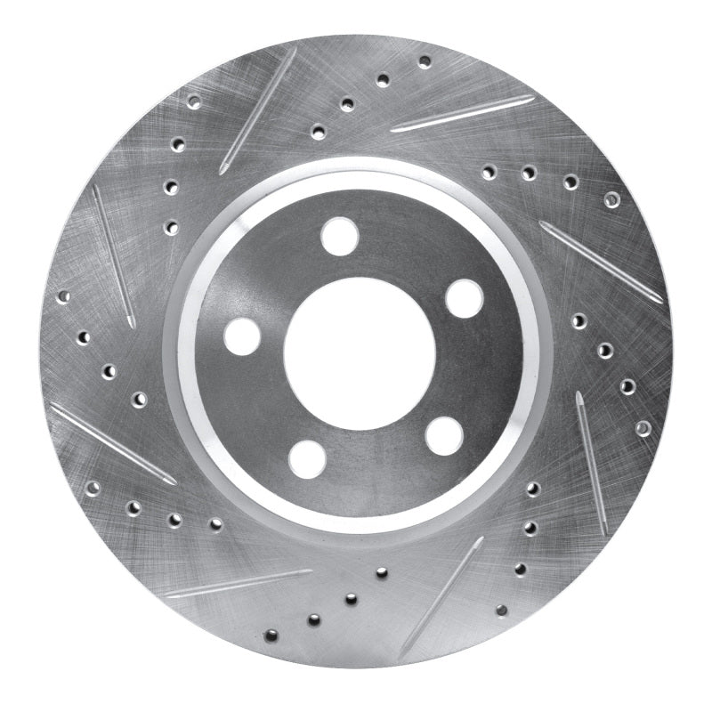 R1 Concepts R1 09-23 Dodge Challenger Front Left Drilled & Slotted Silver Brake Rotor