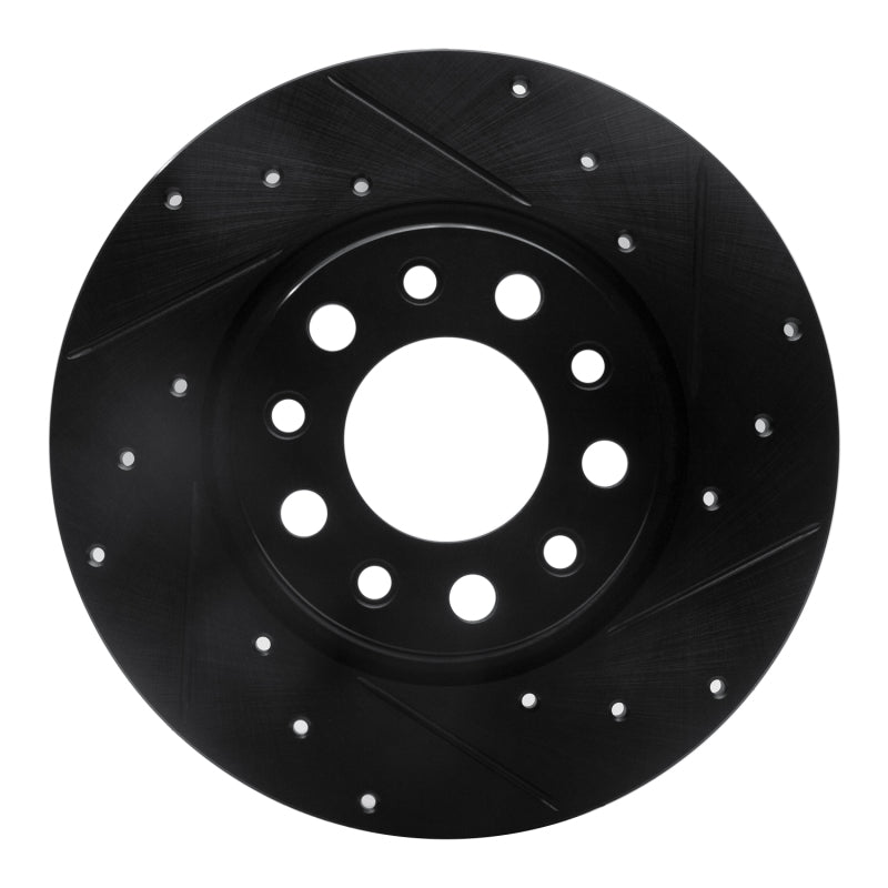 R1 Concepts R1 2014-2022 Chrysler 200 Rear Right Drilled & Slotted Black Brake Rotor