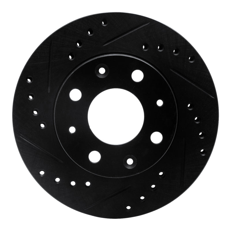 R1 Concepts R1 84-06 Honda Civic Hatchback Front Left Drilled & Slotted Black Brake Rotor