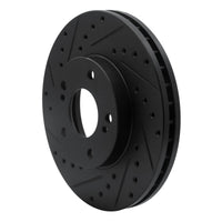 R1 Concepts R1 89-96 Nissan 300ZX Front Left Drilled & Slotted Black Brake Rotor