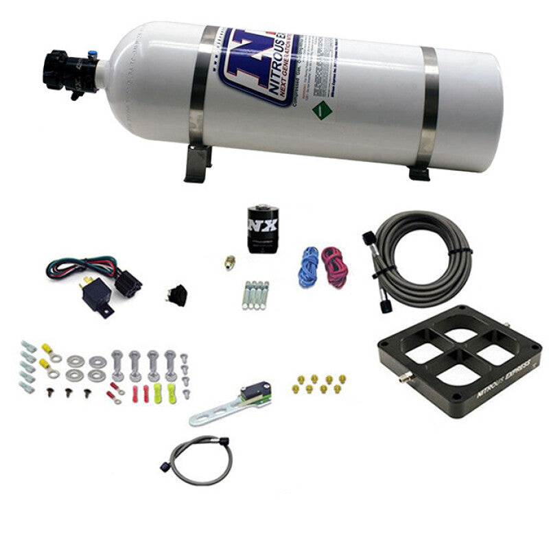 Nitrous Express Dry Single Entry Billet Crossbar Plate System 100-500hp (4500 Flange) w/15lb Bottle