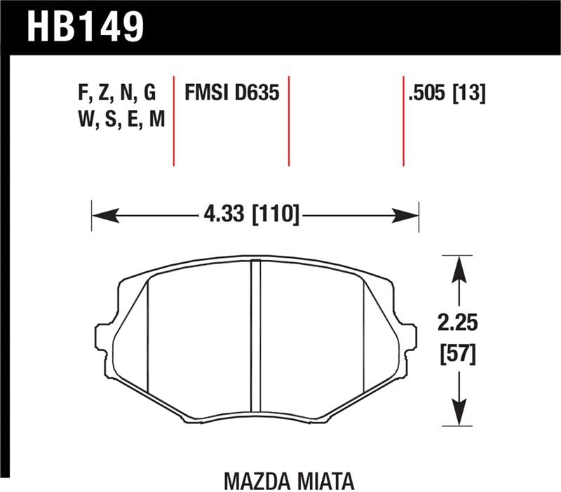 Hawk Performance Hawk 94-05 Miata / 01-05 Normal Suspension Performance Ceramic  Street Front Brake Pads (D635)
