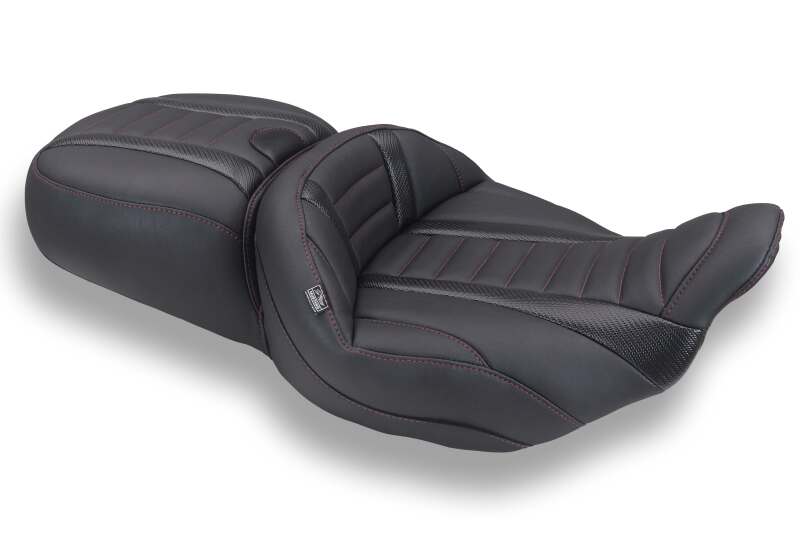 Mustang Motorcycle Mustang 23-26 Harley CVO Road Glide, Street Glide, Deluxe ST 1PC 2Up Blk w/ Dark Cherry Thread