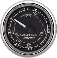 AutoMeter Chrono 2-1/16in VAC/Boost 30in HG/30PSI Mechanical Gauge - Chrome