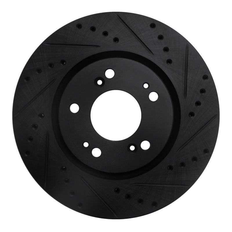 R1 Concepts R1 04-12 Mitsubishi Eclipse Front Right Drilled & Slotted Black Brake Rotor