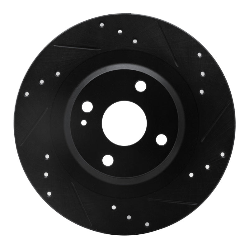 R1 Concepts R1 2016-2025 Fiat 124 Spider Rear Right Drilled & Slotted Black Brake Rotor
