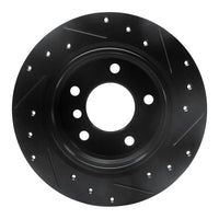 R1 Concepts R1 95-99 BMW 318TI Rear Left Drilled & Slotted Black Brake Rotor