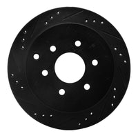 R1 Concepts R1 05-25 Nissan Frontier Rear Left Drilled & Slotted Black Brake Rotor