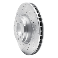 R1 Concepts R1 95-01 BMW 750IL Front Left Drilled & Slotted Silver Brake Rotor