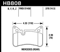 Hawk Performance Hawk 2012-2015 Mercedes Benz C63 AMG Rear HPS 5.0 Brake Pads