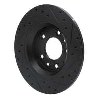R1 Concepts R1 98-15 Ford Fusion Rear Left Drilled & Slotted Black Brake Rotor