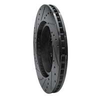 R1 Concepts R1 09-23 Dodge Challenger Front Right Drilled & Slotted Black Brake Rotor