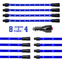XKGLOW XK Glow Single Color XKGLOW UnderglowLED Accent Light Car/Truck Kit Blue - 8x24In Tube + 4x8In Strip