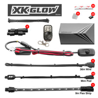 XKGLOW XK Glow Strips Single Color XKGLOW LED Accent Light Motorcycle Kit Light Blue - 10xPod + 4x8In