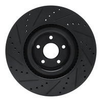 R1 Concepts R1 16-18 Ford Focus Front Right Drilled & Slotted Black Brake Rotor
