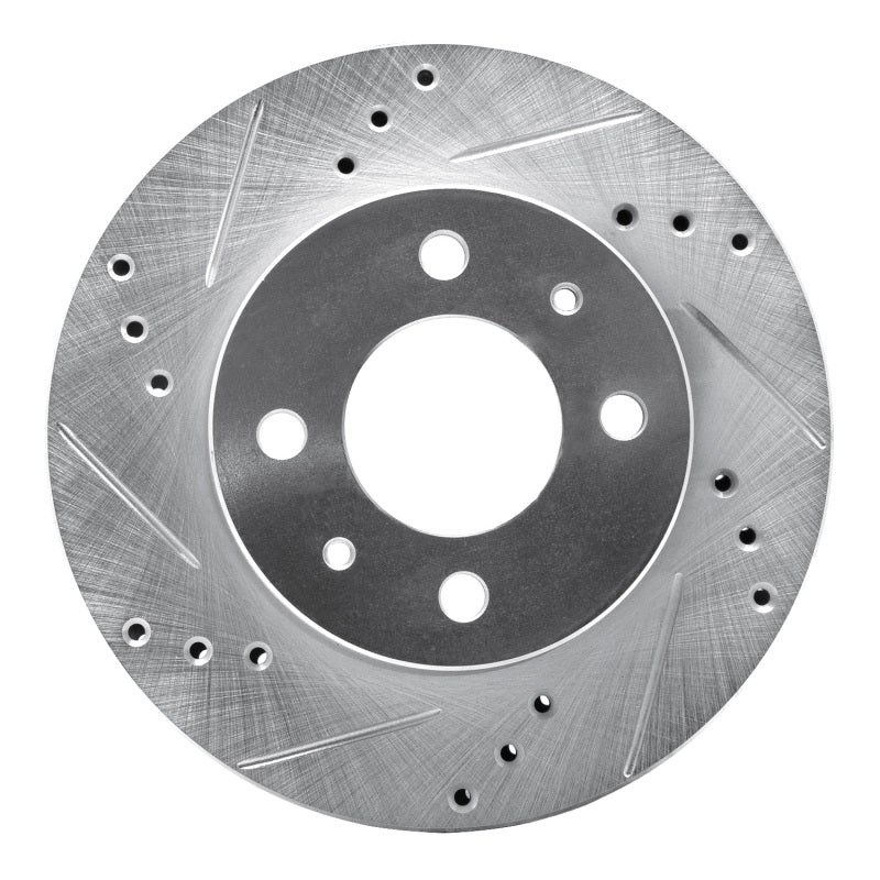 R1 Concepts R1 00-02 Hyundai Accent Front Left Drilled & Slotted Silver Brake Rotor
