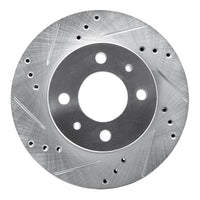 R1 Concepts R1 00-02 Hyundai Accent Front Left Drilled & Slotted Silver Brake Rotor