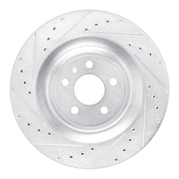 R1 Concepts R1 15-18 Porsche Macan Rear Left Drilled & Slotted Silver Brake Rotor
