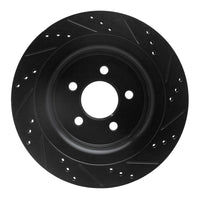 R1 Concepts R1 15-23 Ford Mustang Rear Left Drilled & Slotted Black Brake Rotor
