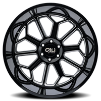 Cali Off-Road 9117 Auburn 24x14 / 6x139.7 BP / -76mm Offset / 106mm Hub Gloss Black Milled Wheel