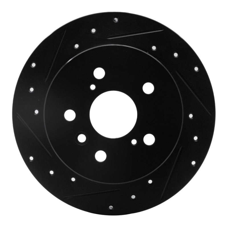 R1 Concepts R1 2012-2018 Lexus ES300H Rear Left Drilled & Slotted Black Brake Rotor