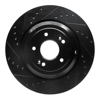 R1 Concepts R1 17-19 Genesis G90 Rear Left Drilled & Slotted Black Brake Rotor
