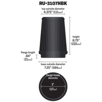 K&N Engineering K&N Universal Air Filter (5in Flange / 6-1/2in Base / 4-3/8in Top OD / 8-3/4in Height)