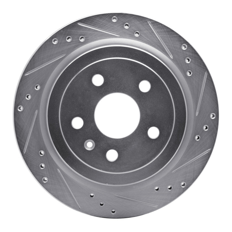 R1 Concepts R1 08-19 Cadillac CTS Rear Right Drilled & Slotted Silver Brake Rotor