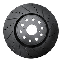 R1 Concepts R1 07-23 Lexus LS460 Front Right Drilled & Slotted Black Brake Rotor