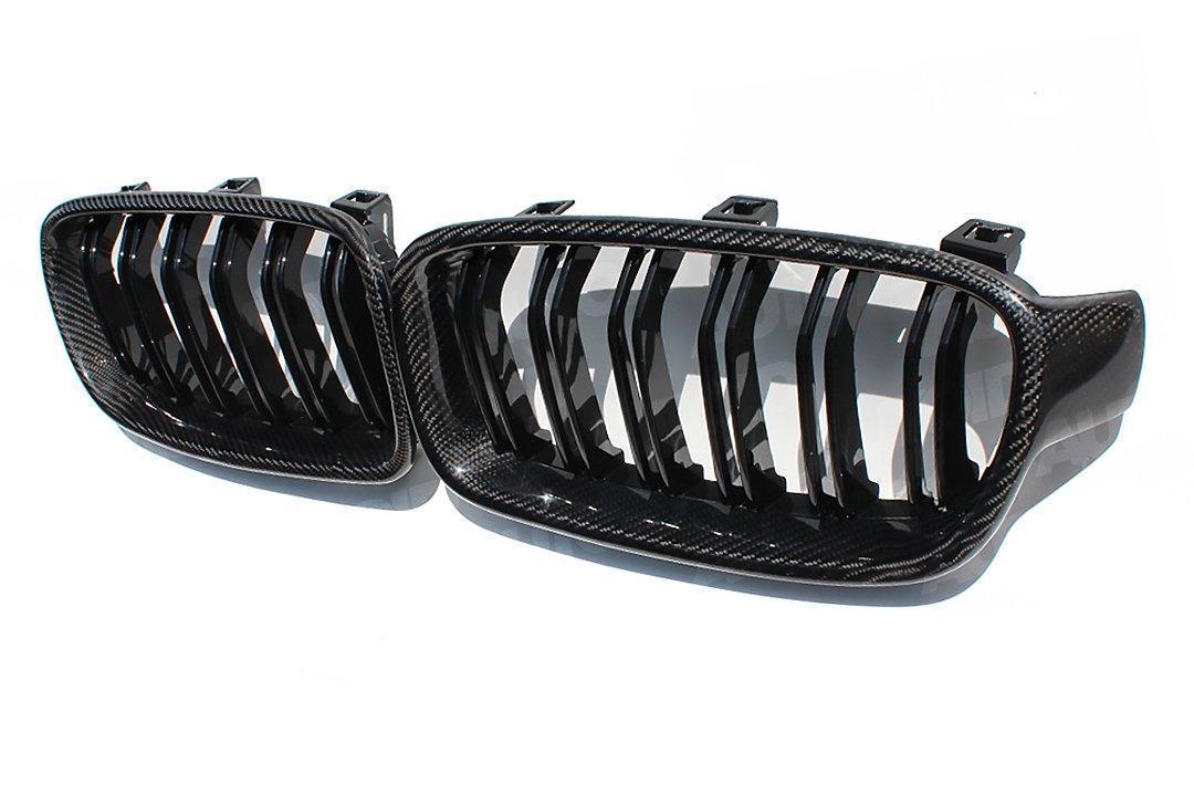 AUTOID BMW F30 F31 Carbon Fibre Double Slat Kidney Grilles (Inc. 318i, 325d, 330i & 340i) -