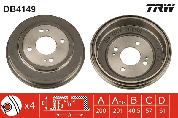 TRW MOTO DB4149 Brake Drum