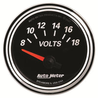Autometer Designer Black II 52mm 18V Voltmeter Gauge