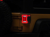 Raxiom 07-18 Jeep Wrangler JK Axial Series JL Style LED Tail Lights- Black Housing- Red Lens