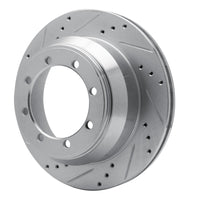 R1 Concepts R1 99-04 Ford F-350 Super Duty 4WD Rear Left Drilled & Slotted Silver Brake Rotor