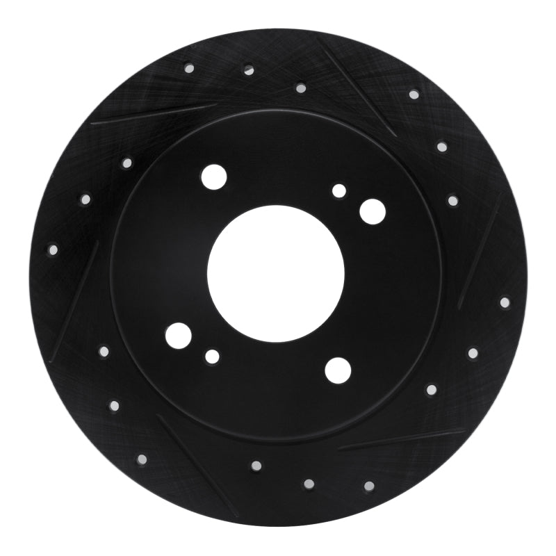 R1 Concepts R1 90-06 Infiniti G20 Rear Right Drilled & Slotted Black Brake Rotor