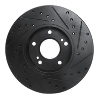 R1 Concepts R1 87-89 Nissan 300ZX Turbo Front Left Drilled & Slotted Black Brake Rotor