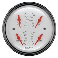 AutoMeter Gauge Quad 3-3/8in. 0 Ohm(e) to 90 Ohm(f)Elec Arctic White