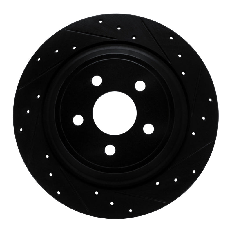 R1 Concepts R1 15-24 Ford Fusion Rear Right Drilled & Slotted Black Brake Rotor