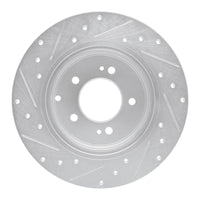 R1 Concepts R1 17-19 Kia Cadenza Rear Right Drilled & Slotted Silver Brake Rotor