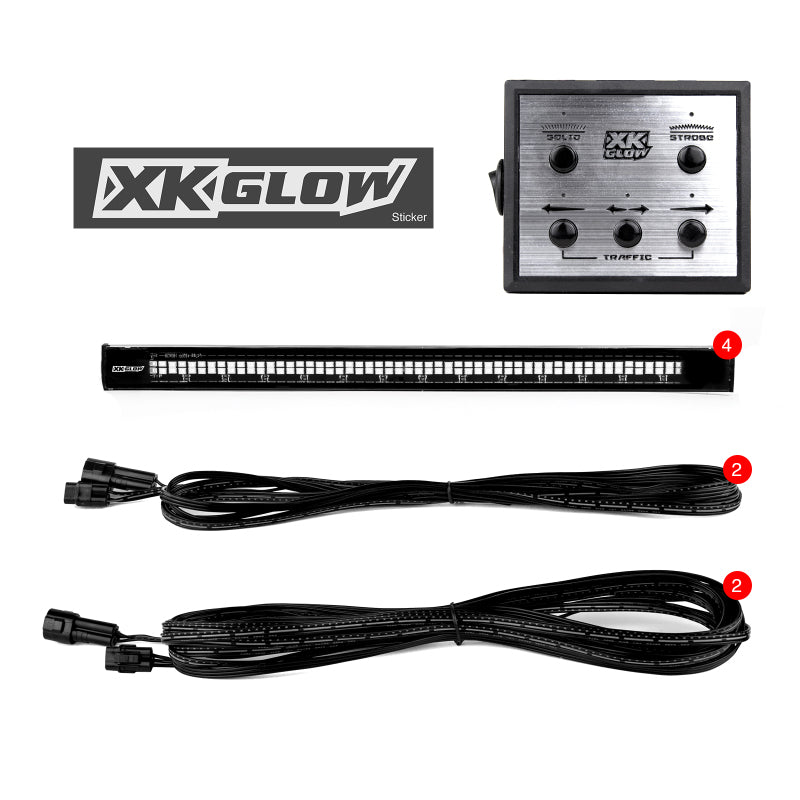 XKGLOW XK Glow Tube Strobe Lights w/ Traffic Modes Ultra Bright LEDs Multiple Strobe Modes + Solid On - Red