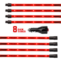 XKGLOW XK Glow Tube Single Color Underglow LED Accent Light Car/Truck Kit Red - 8x24In