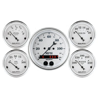 AutoMeter Auto Meter Speedometer 3-3/8in and 2-1/16in 5 Piece Old Tyme White Gauge Kit