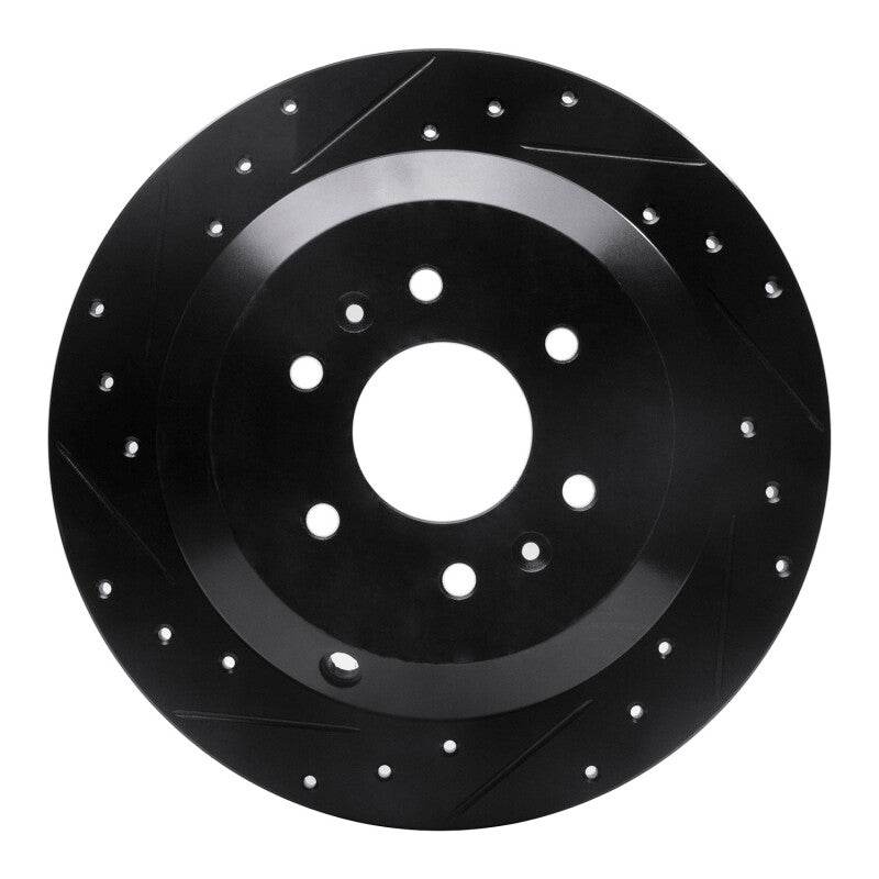 R1 Concepts R1 09-10 Kia BORREGO Rear Left Drilled & Slotted Black Brake Rotor