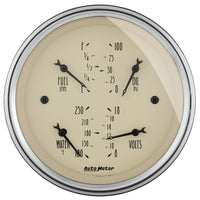 AutoMeter Gauge Quad 3-3/8in. 0 Ohm(e) to 90 Ohm(f)Elec Antique Beige