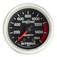 Autometer Sport-Comp II Pro Control 2-5/8in 1600 PSI Nitrous Pressure Gauge w/ Peak and Warn
