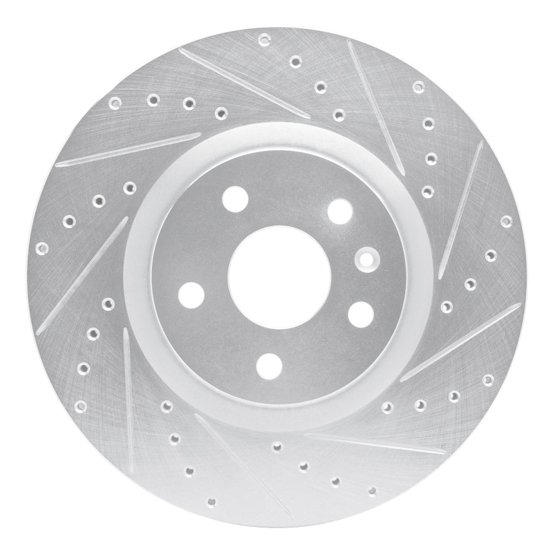 R1 Concepts R1 08-17 Cadillac CTS Front Right Drilled & Slotted Silver Brake Rotor