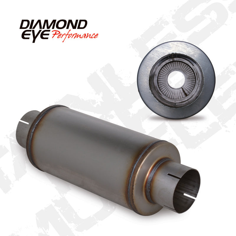 Diamond Eye Performance Diamond Eye MFLR 4inID SGL IN/SGL OUT 7inDIA X 14in BODY 20in LENGTH PERF SLOTTED ENDS 409 SS