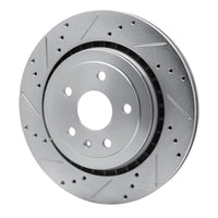 R1 Concepts R1 16-24 Cadillac ATS Rear Left Drilled & Slotted Silver Brake Rotor