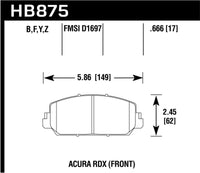 Hawk Performance Hawk 14-17 Acura RDX/RLX HPS 5.0 Front Brake Pads ( does not fit civic Type R)