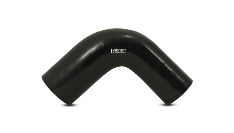 Vibrant 4 Ply Reinforced Silicone 90 degree Transition Elbow - 2.75in I.D. x 3in I.D. (BLACK)